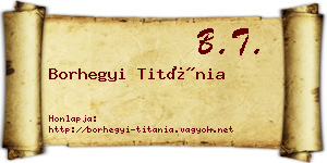 Borhegyi Titánia névjegykártya